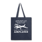 Talk About Airplanes - White - Tote Bag - navy