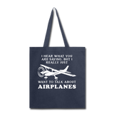 Talk About Airplanes - White - Tote Bag - navy
