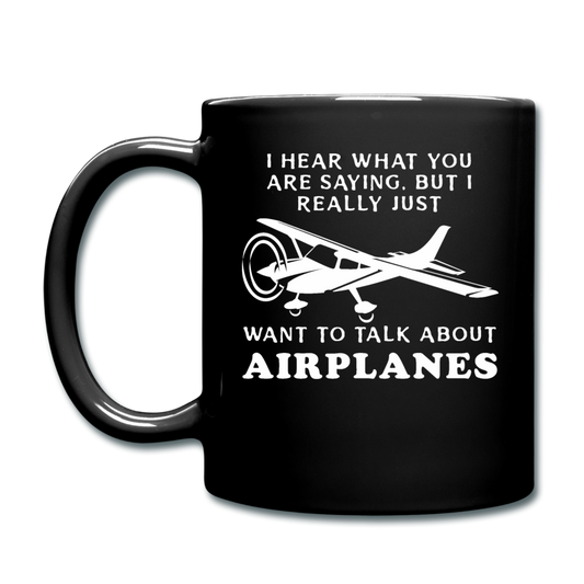 Talk About Airplanes - White - Full Color Mug - black