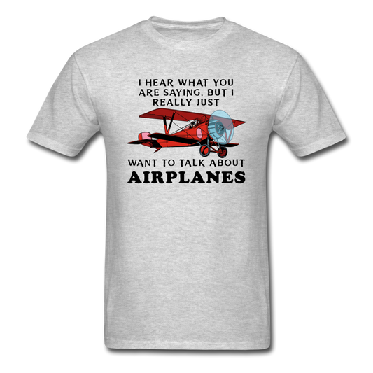 Talk About Airplanes - Red Biplane - Unisex Classic T-Shirt - heather gray