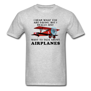 Talk About Airplanes - Red Biplane - Unisex Classic T-Shirt - heather gray