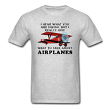 Talk About Airplanes - Red Biplane - Unisex Classic T-Shirt - heather gray