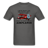 Talk About Airplanes - Red Biplane - Unisex Classic T-Shirt - charcoal