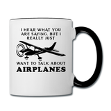 Talk About Airplanes - Black - Contrast Coffee Mug - white/black