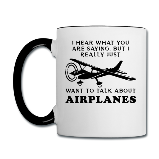 Talk About Airplanes - Black - Contrast Coffee Mug - white/black