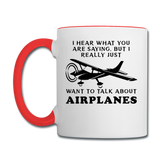 Talk About Airplanes - Black - Contrast Coffee Mug - white/red