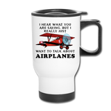 Talk About Airplanes - Red Biplane - Travel Mug - white