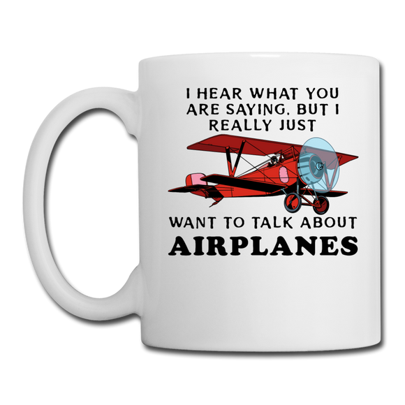 Talk About Airplanes - Red Biplane - Coffee/Tea Mug - white