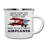 Talk About Airplanes - Red Biplane - Camper Mug - white