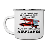 Talk About Airplanes - Red Biplane - Camper Mug - white