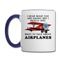 Talk About Airplanes - Red Biplane - Contrast Coffee Mug - white/cobalt blue