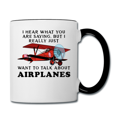 Talk About Airplanes - Red Biplane - Contrast Coffee Mug - white/black