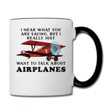 Talk About Airplanes - Red Biplane - Contrast Coffee Mug - white/black