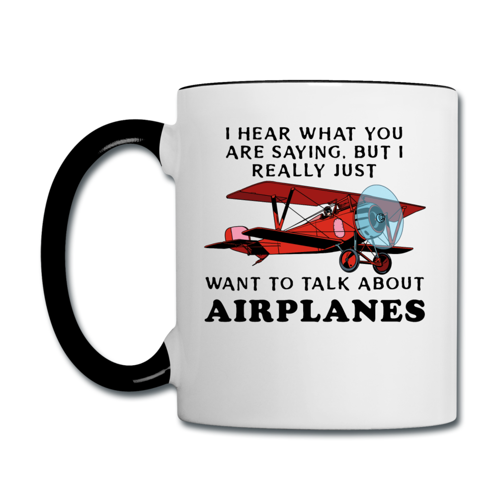 Talk About Airplanes - Red Biplane - Contrast Coffee Mug - white/black