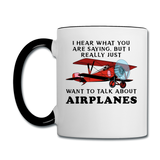 Talk About Airplanes - Red Biplane - Contrast Coffee Mug - white/black