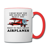 Talk About Airplanes - Red Biplane - Contrast Coffee Mug - white/red