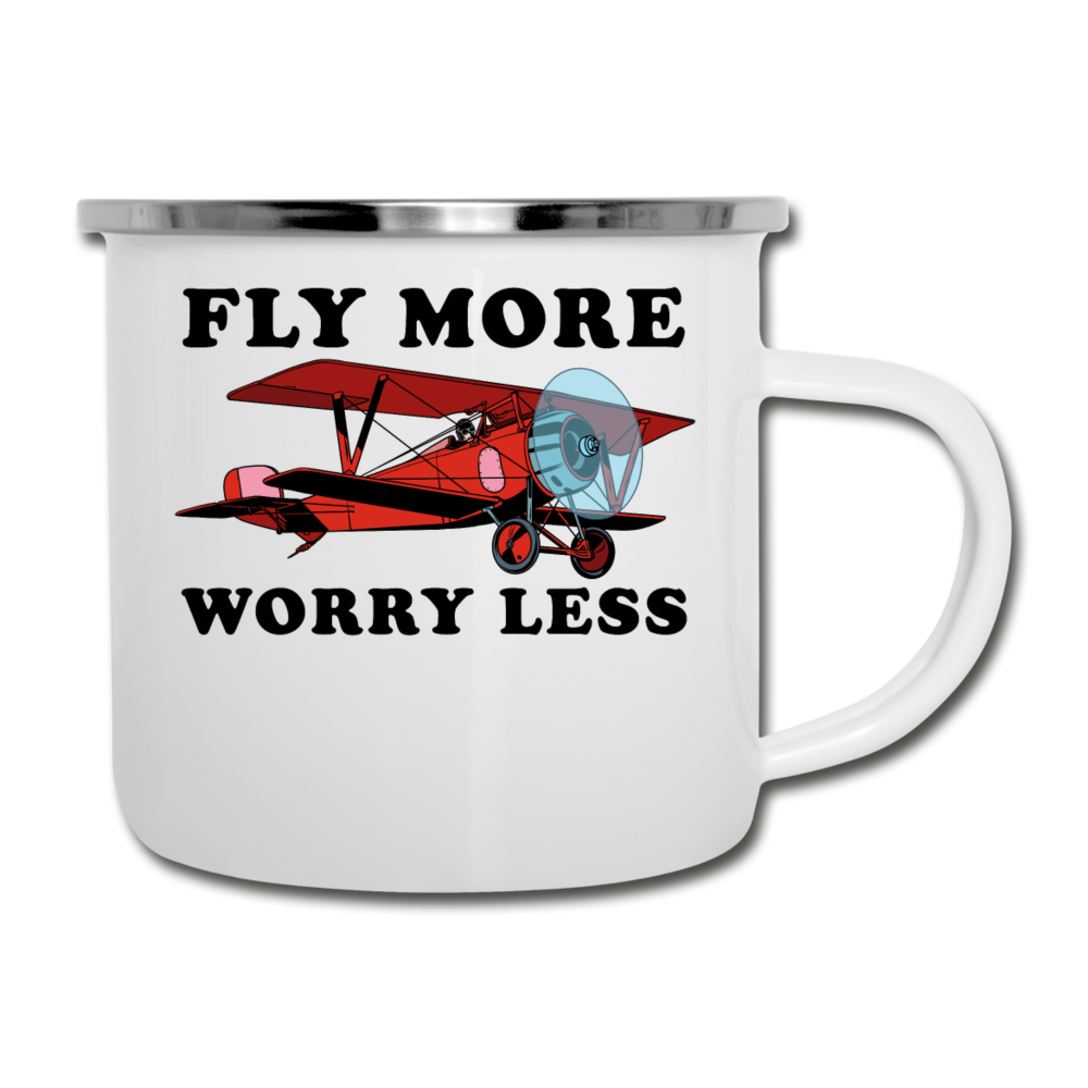 Fly More - Worry Less - Camper Mug - white