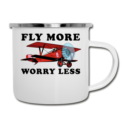 Fly More - Worry Less - Camper Mug - white