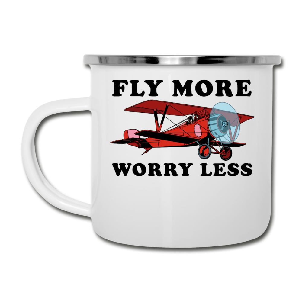 Fly More - Worry Less - Camper Mug - white