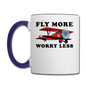 Fly More - Worry Less - Contrast Coffee Mug - white/cobalt blue