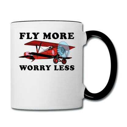 Fly More - Worry Less - Contrast Coffee Mug - white/black