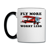 Fly More - Worry Less - Contrast Coffee Mug - white/black