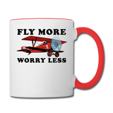Fly More - Worry Less - Contrast Coffee Mug - white/red