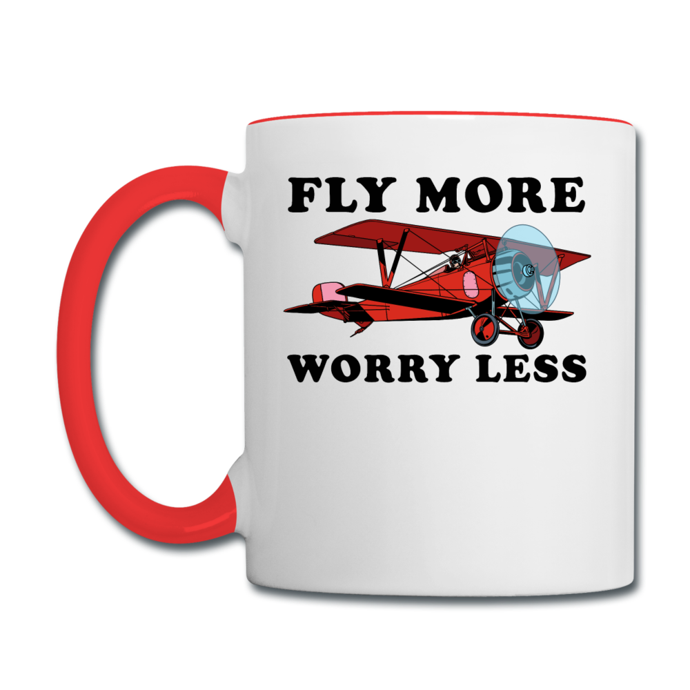 Fly More - Worry Less - Contrast Coffee Mug - white/red