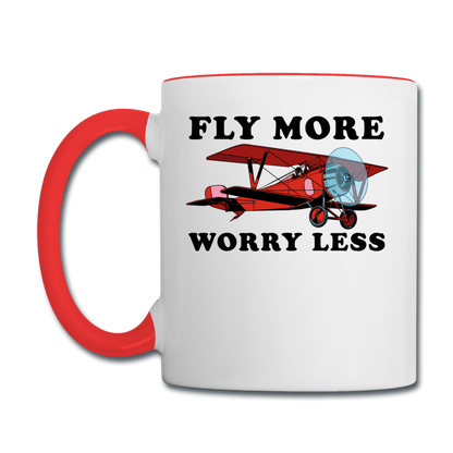 Fly More - Worry Less - Contrast Coffee Mug - white/red