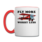 Fly More - Worry Less - Contrast Coffee Mug - white/red