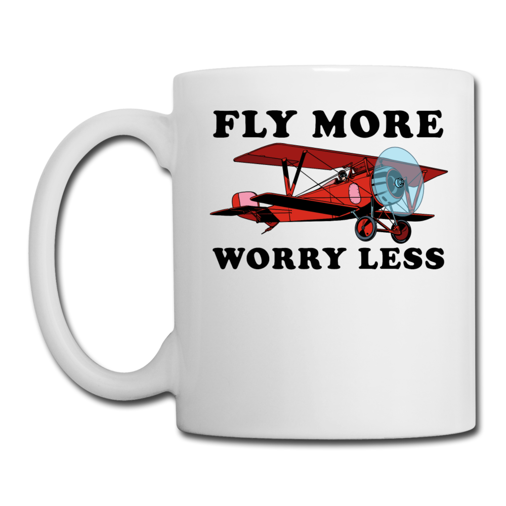 Fly More - Worry Less - Coffee/Tea Mug - white