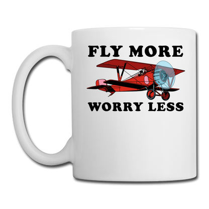 Fly More - Worry Less - Coffee/Tea Mug - white