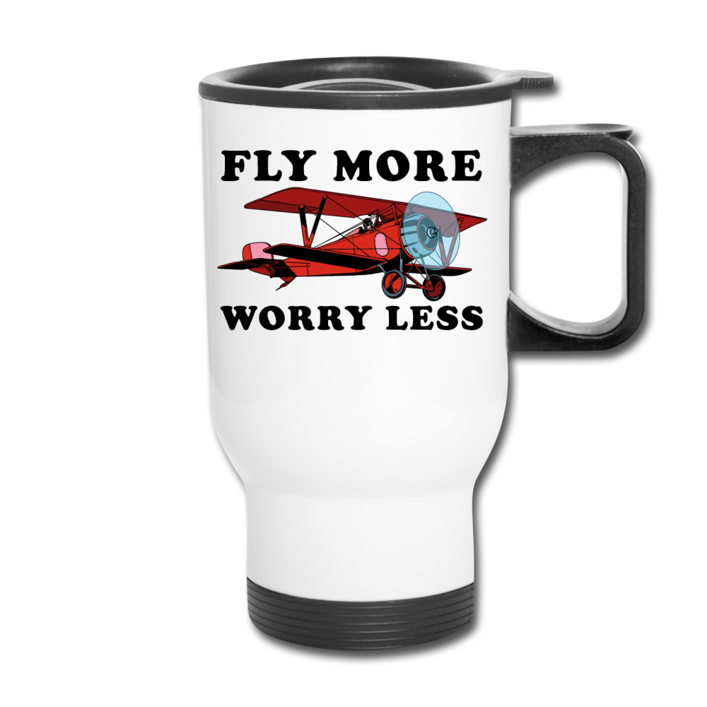 Fly More - Worry Less - Travel Mug - white