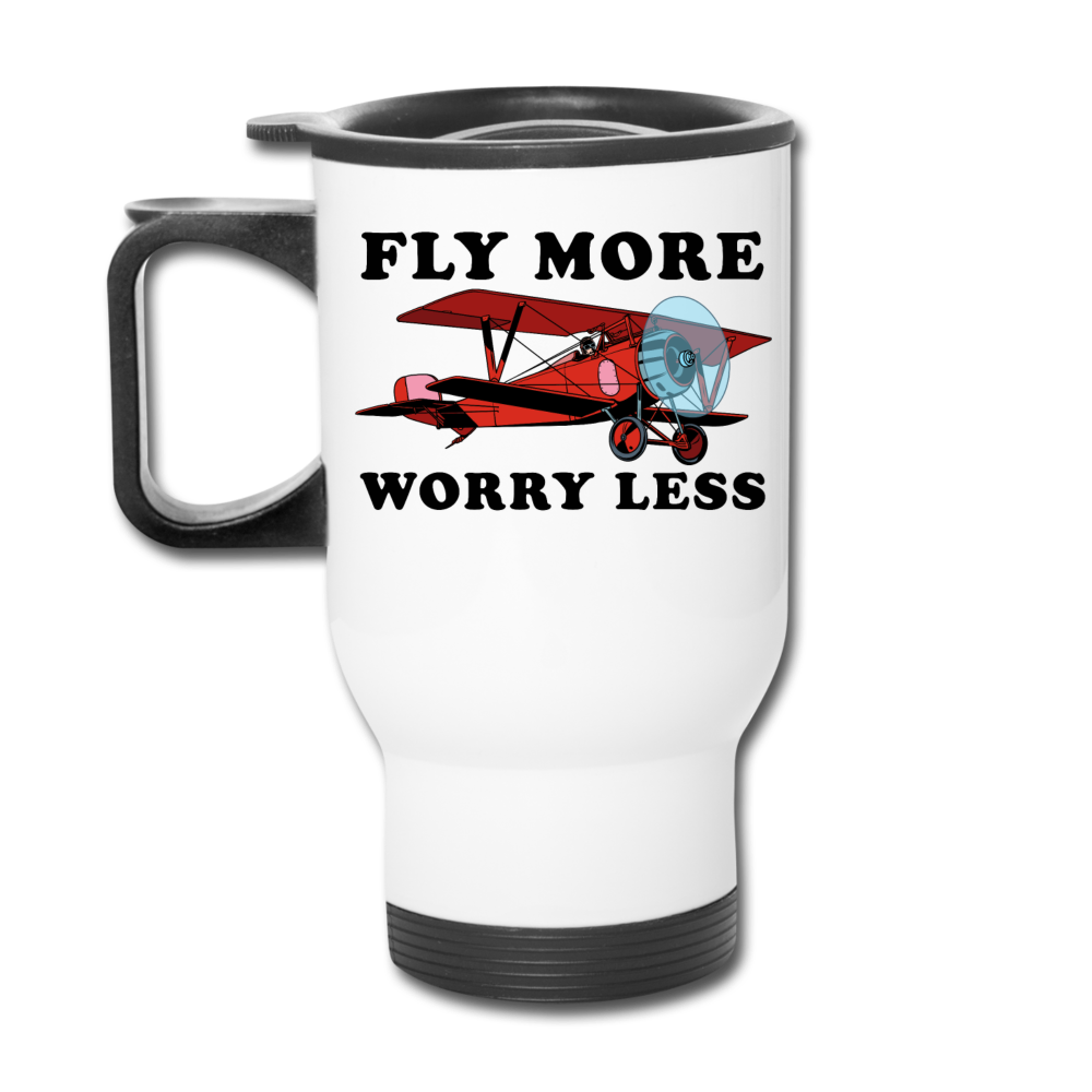 Fly More - Worry Less - Travel Mug - white