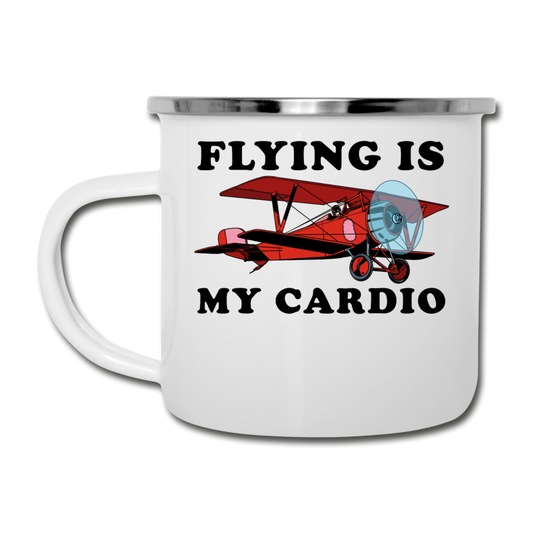 Flying Is My Cardio - Camper Mug - white