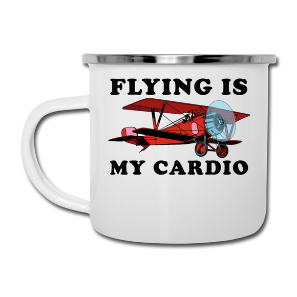 Flying Is My Cardio - Camper Mug - white