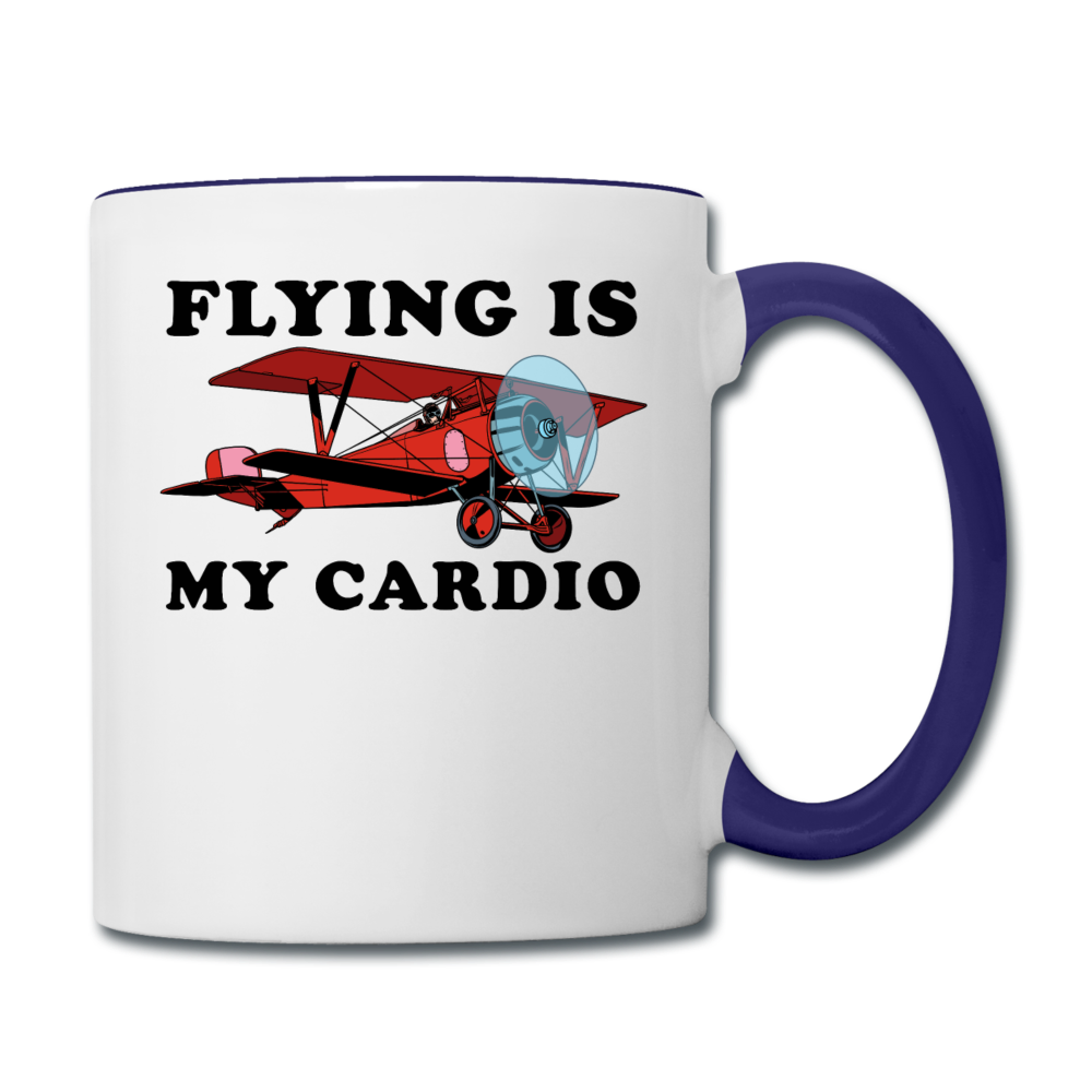 Flying Is My Cardio - Contrast Coffee Mug - white/cobalt blue