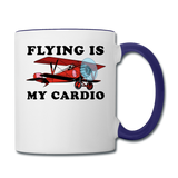 Flying Is My Cardio - Contrast Coffee Mug - white/cobalt blue