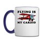 Flying Is My Cardio - Contrast Coffee Mug - white/cobalt blue