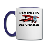 Flying Is My Cardio - Contrast Coffee Mug - white/cobalt blue