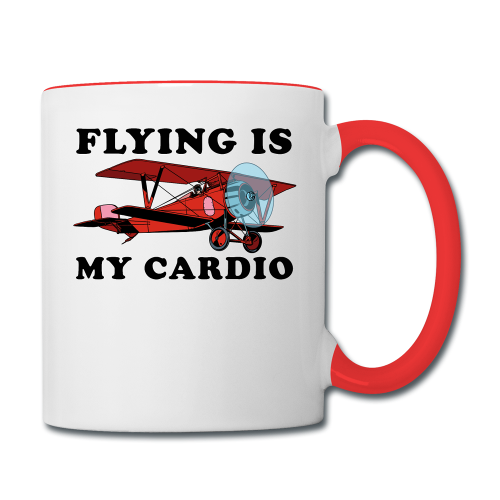 Flying Is My Cardio - Contrast Coffee Mug - white/red