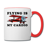 Flying Is My Cardio - Contrast Coffee Mug - white/red