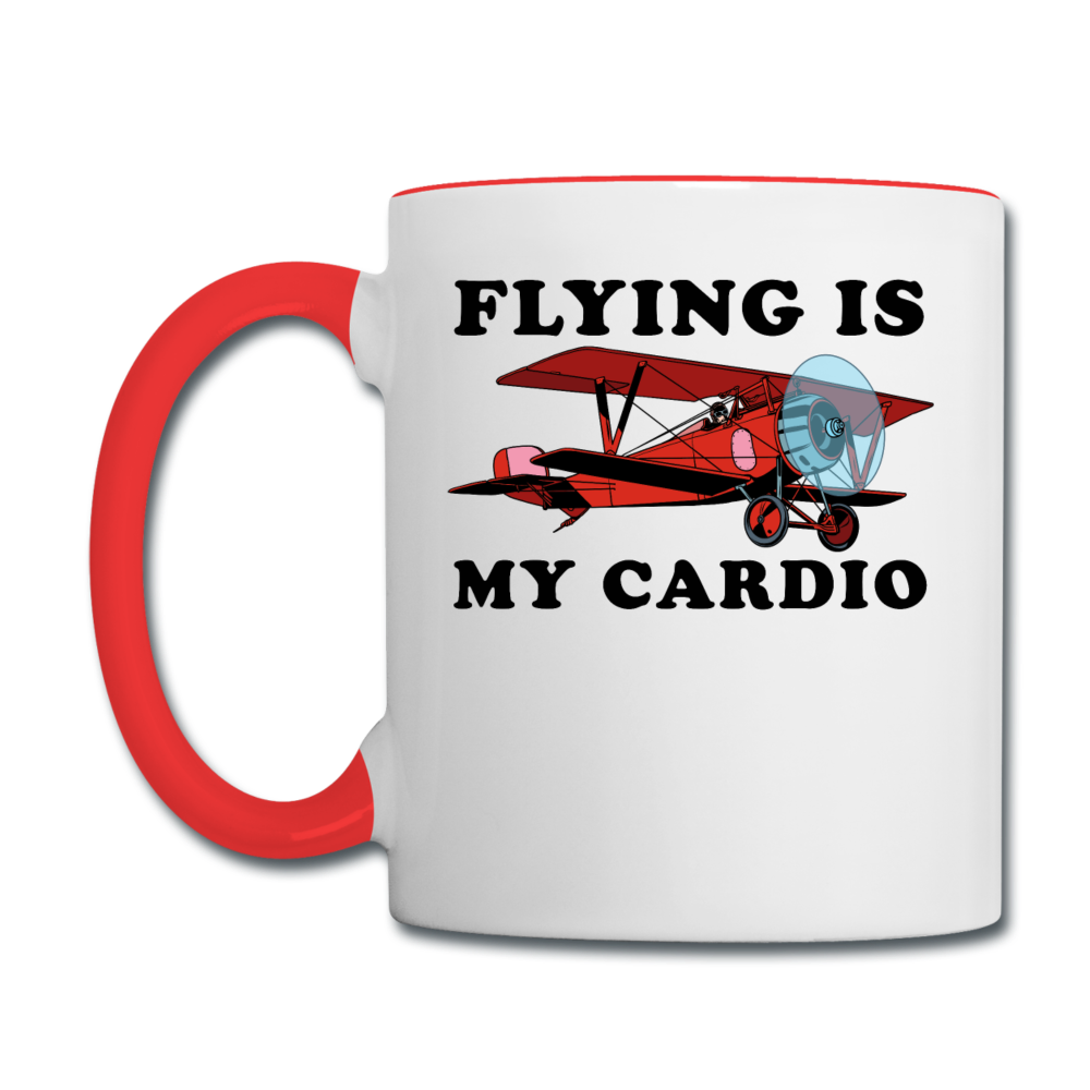 Flying Is My Cardio - Contrast Coffee Mug - white/red