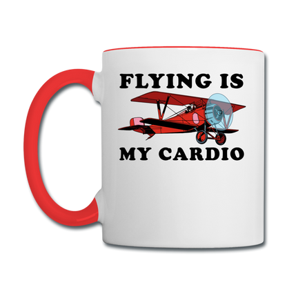 Flying Is My Cardio - Contrast Coffee Mug - white/red