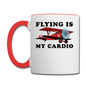 Flying Is My Cardio - Contrast Coffee Mug - white/red