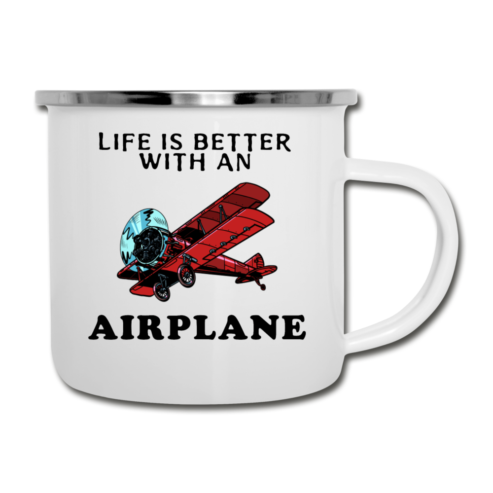 Life Is Better With An Airplane - Camper Mug - white