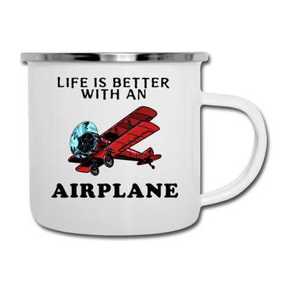 Life Is Better With An Airplane - Camper Mug - white