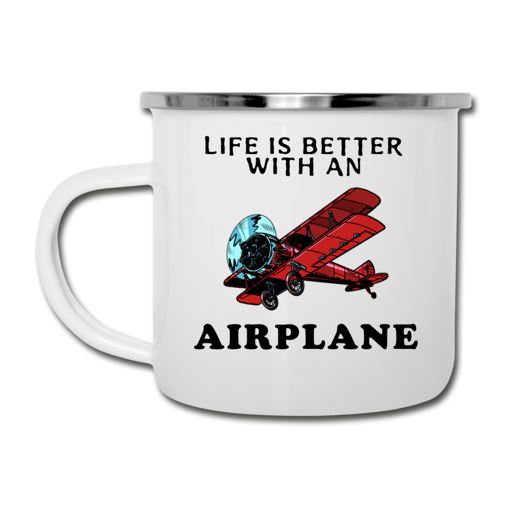 Life Is Better With An Airplane - Camper Mug - white