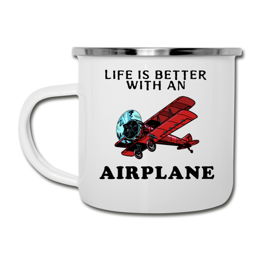 Life Is Better With An Airplane - Camper Mug - white