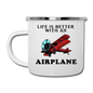 Life Is Better With An Airplane - Camper Mug - white